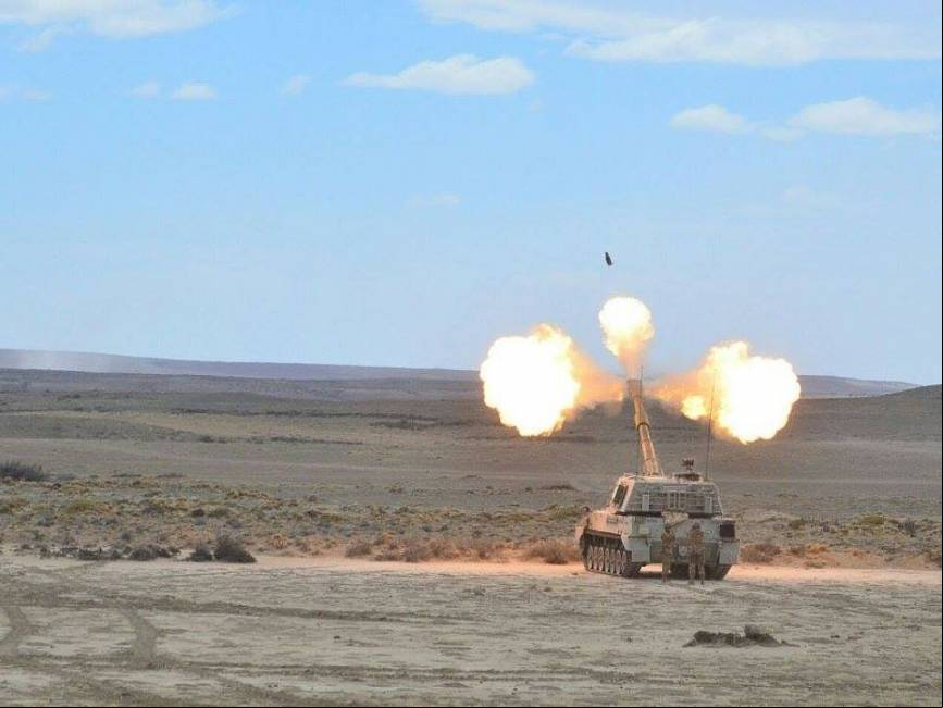 Disparo de VCA en el desierto patagonico, durante las pruebas de recepcion