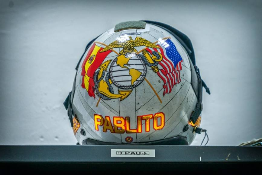 Casco de vuelo HGU-68P perteneciente a Paul