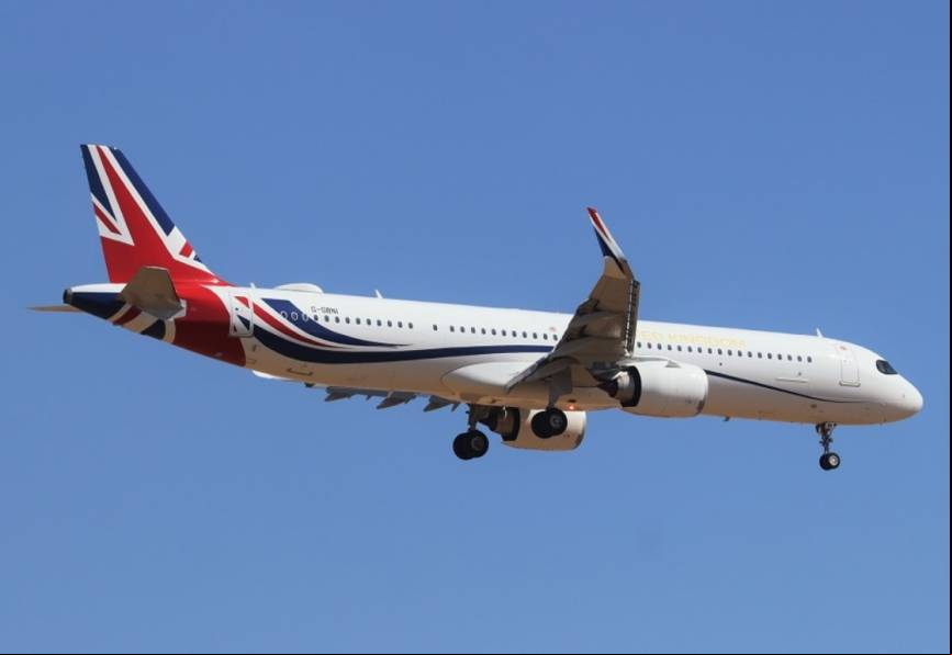 El Airbus A-321 del Gobierno de Reino Unido, aunque a tenor de la decoraci